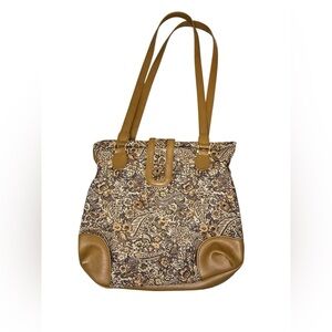 Vintage Valerie Barad Floral Paisley Fabric Tapestry Purse Shoulder Bag Zip 90s